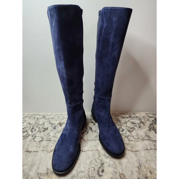 Stuart Weitzman Greer City Boot Suede Knee High Boot in Nice Blue 5050 Stretch - Picture 4 of 13
